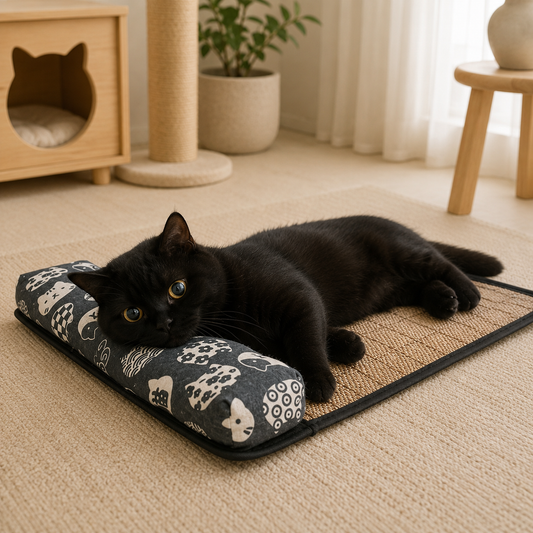 Natural Rattan Cooling Mat for Cats & Dogs – Summer Self Cooling Pet Bed Mat