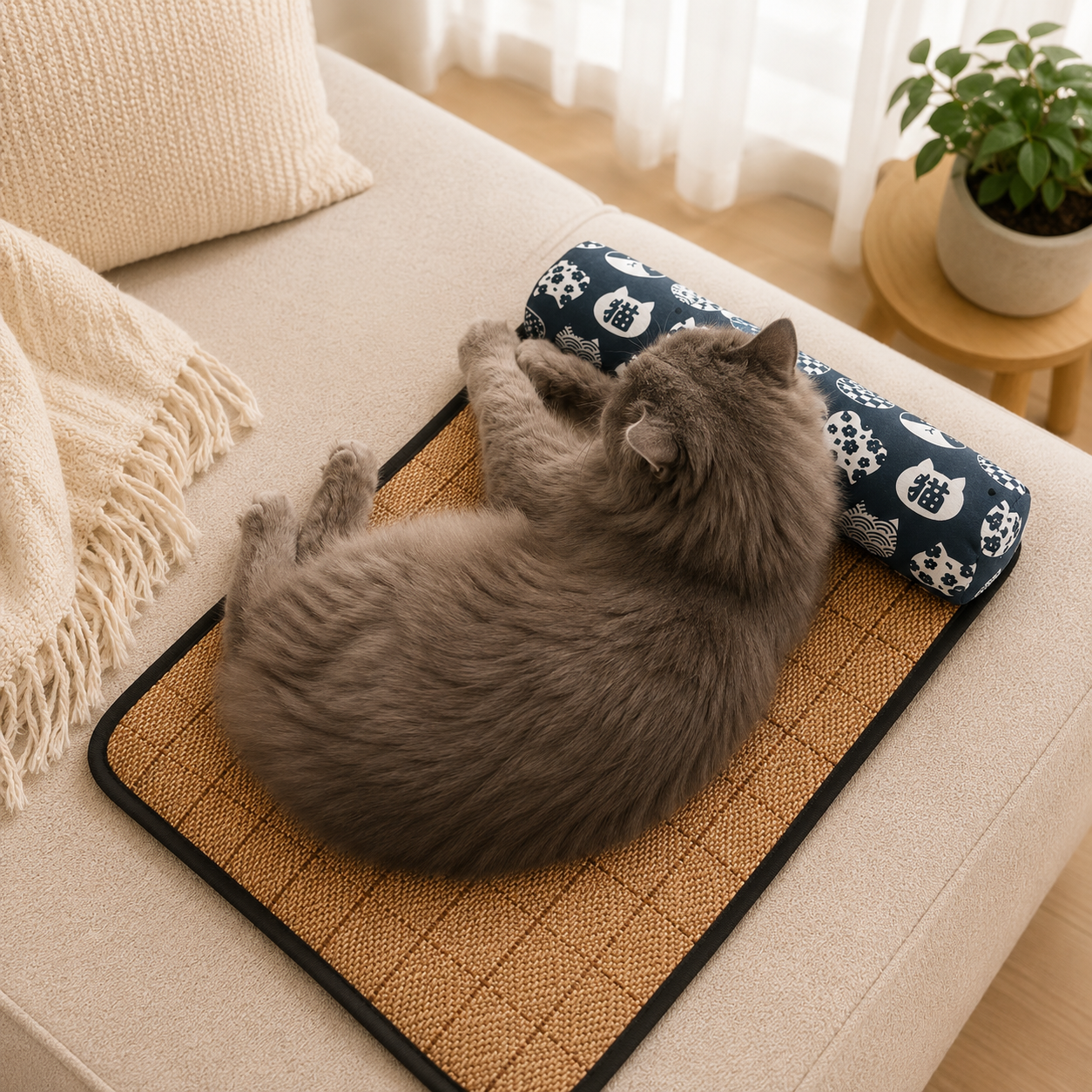 Natural Rattan Cooling Mat for Cats & Dogs – Summer Self Cooling Pet Bed Mat