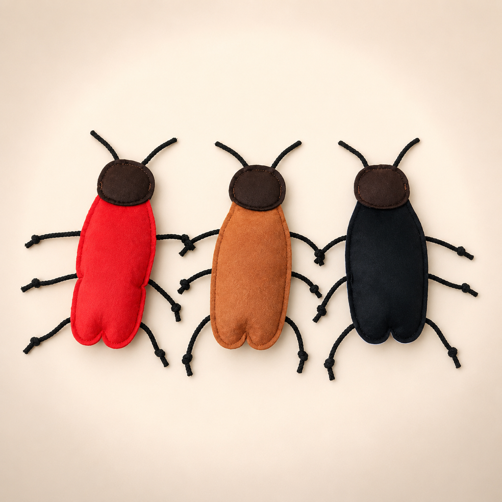 Soft Felt Cockroach Cat Toy with Catnip – Bite Resistant Interactive Indoor Chew Toy for Cats