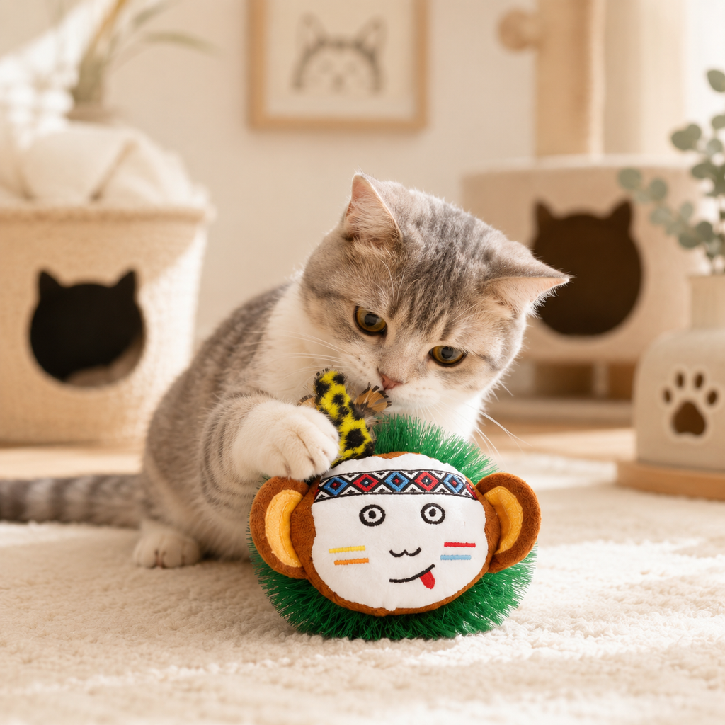 Catnip Plush Animal Cat Toys – Interactive Feather & Fringe Toys for Cats