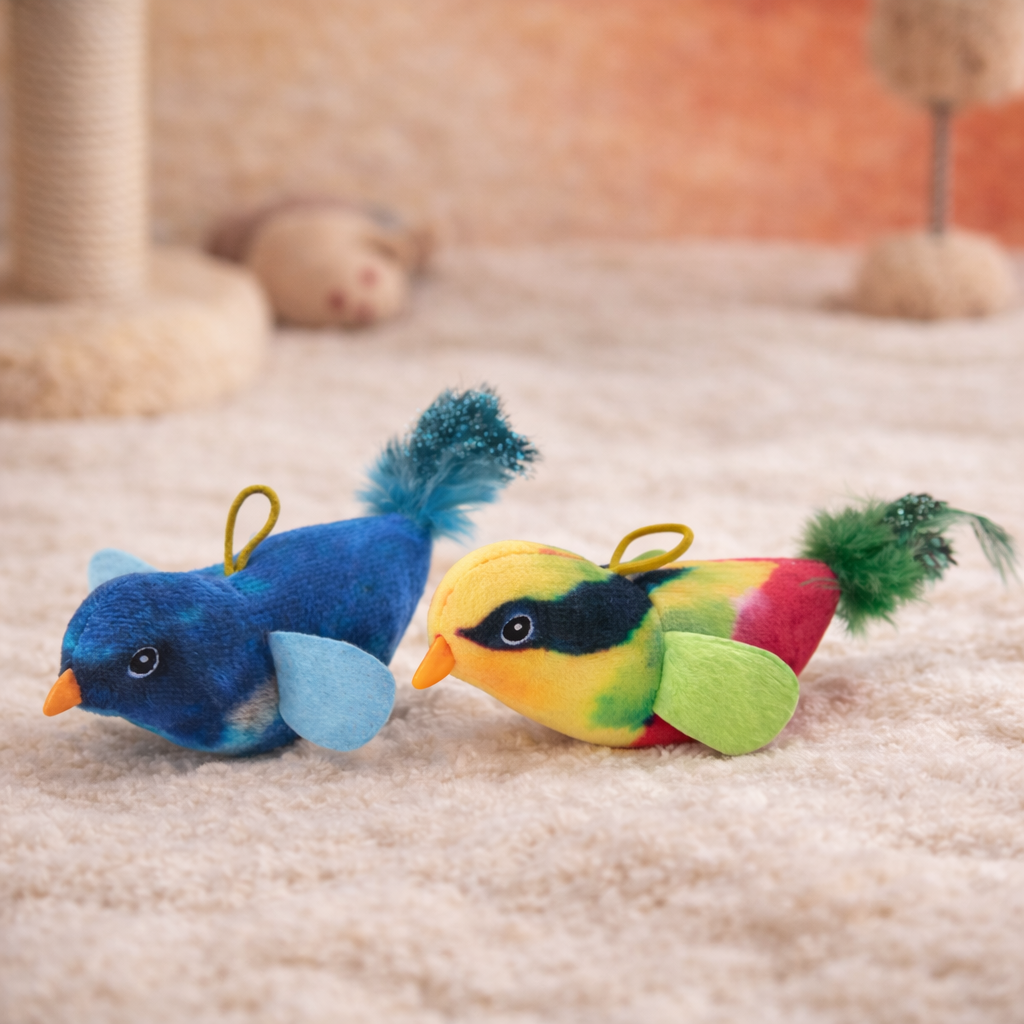 Chirping Bird Cat Toy – Interactive Plush Bird with sound