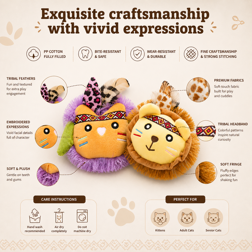 Catnip Plush Animal Cat Toys – Interactive Feather & Fringe Toys for Cats