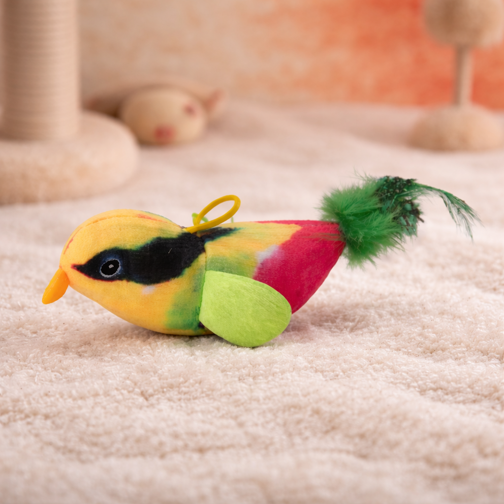 Chirping Bird Cat Toy – Interactive Plush Bird with sound