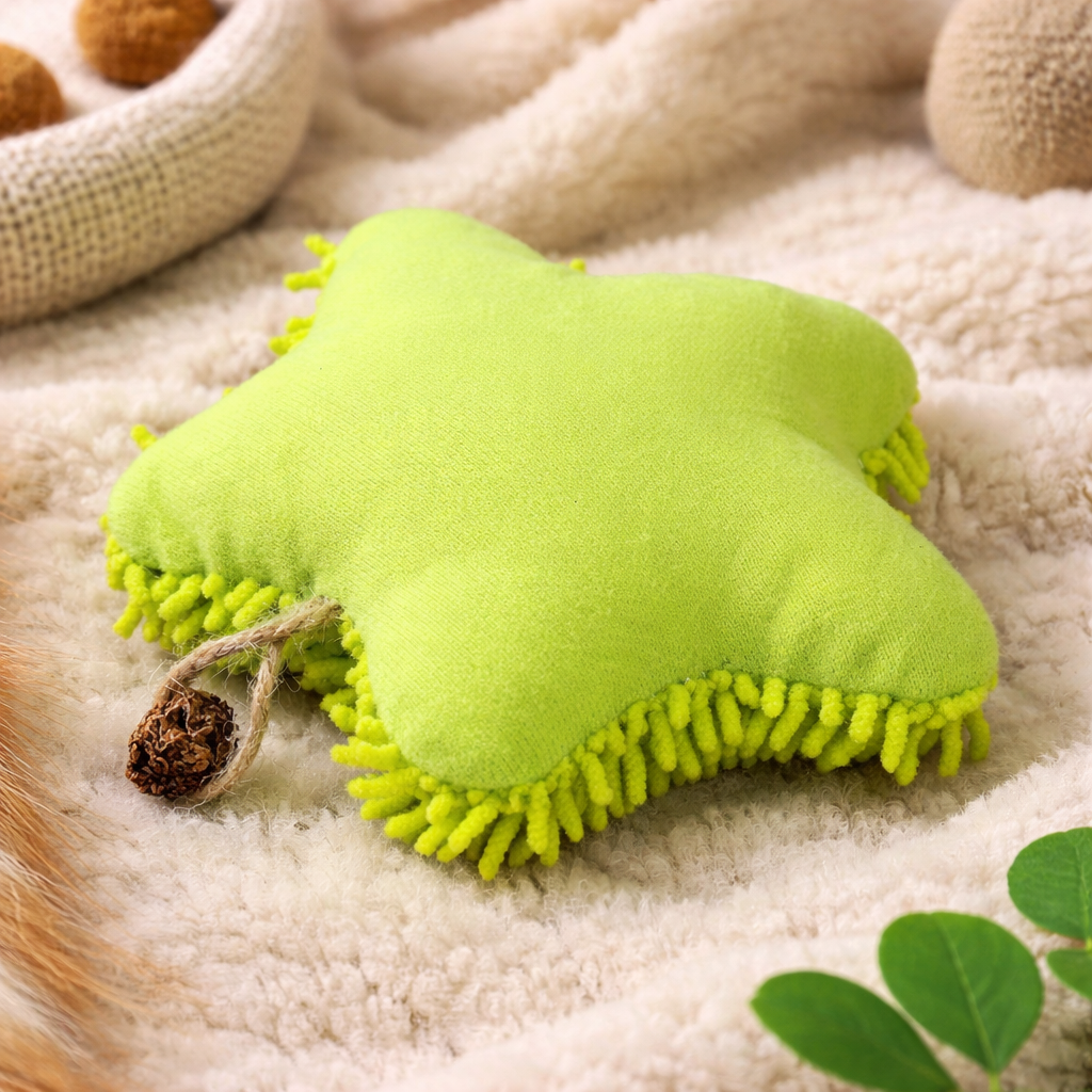 Green Starfish Catnip Cat Toy – Interactive Plush Star Shape | Soft & Durable Cat Toy for Kittens & Cats (14 cm)