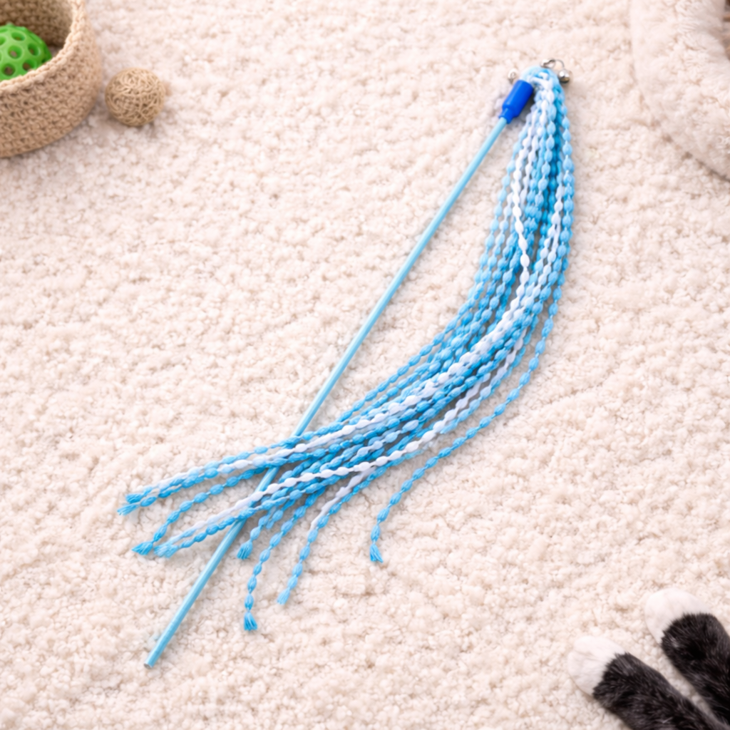 Colorful Tassel Cat Stick Toy – Rainbow Ribbon Interactive Wand for Cats