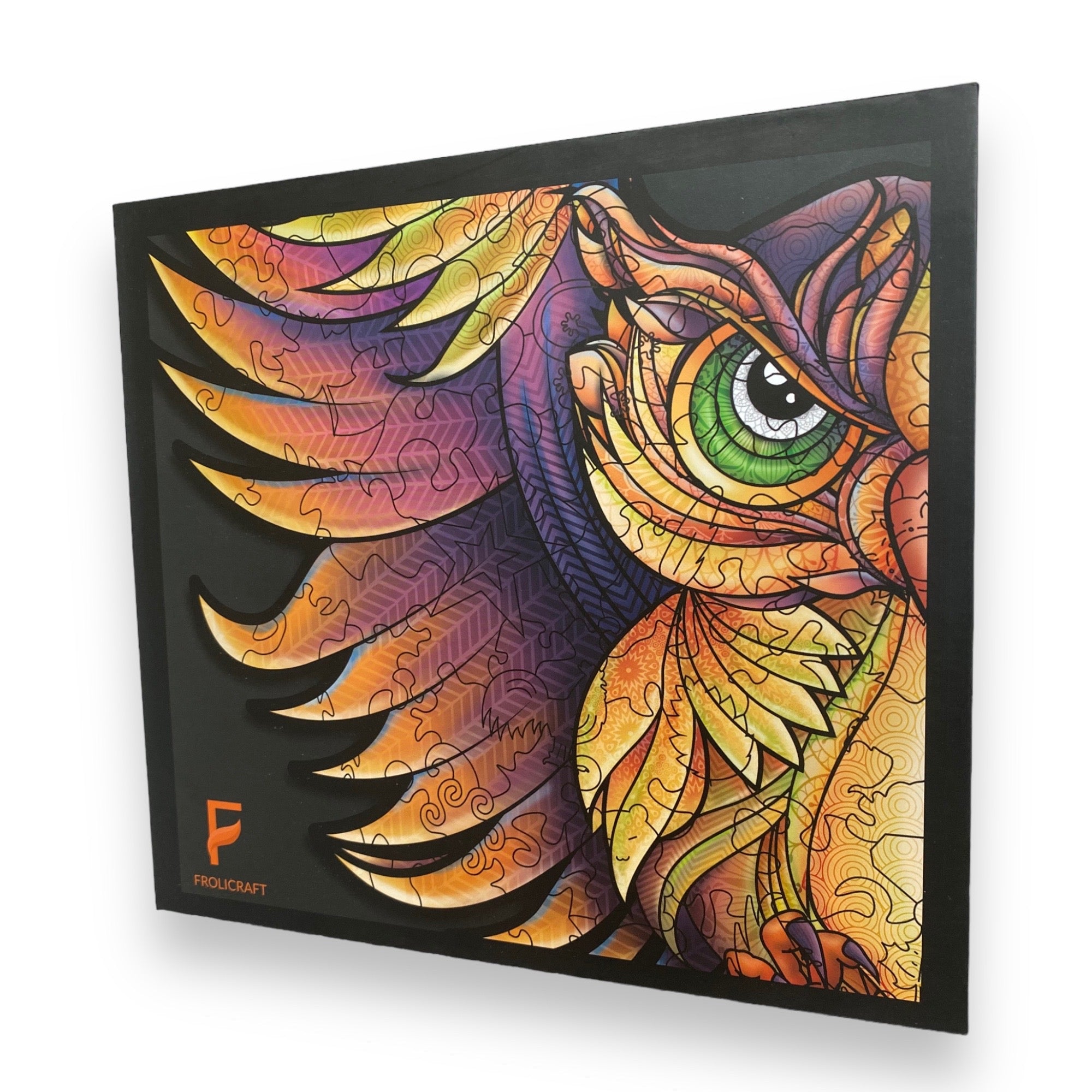 Frolicraft Fiery Owl Wooden Jigsaw Puzzle – Premium Animal-Shaped Relaxation Puzzle for Adults