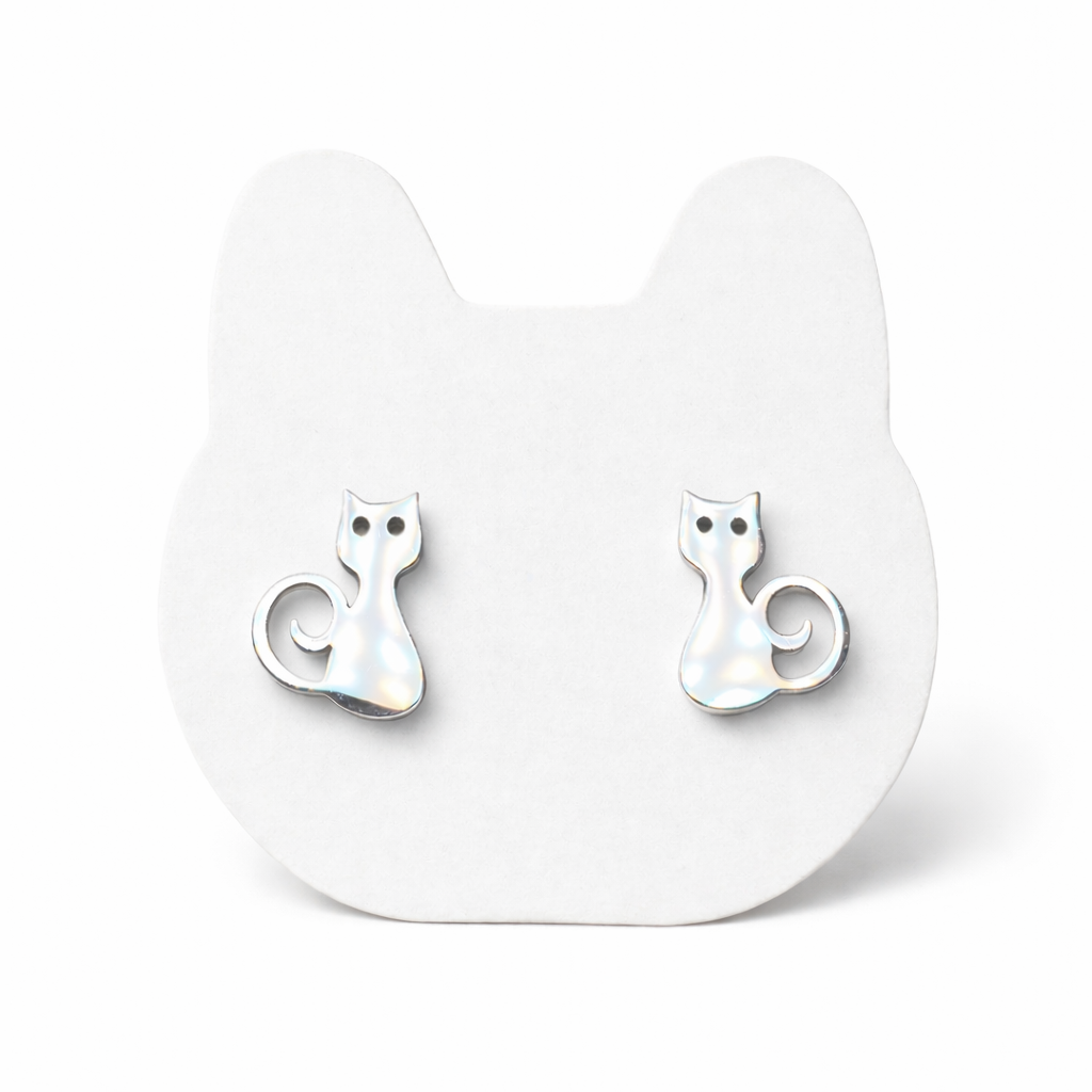 Stainless Steel Cat Stud Earrings – Minimalist Cat Silhouette Jewellery for Cat Lovers