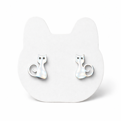 Stainless Steel Cat Stud Earrings – Minimalist Cat Silhouette Jewellery for Cat Lovers