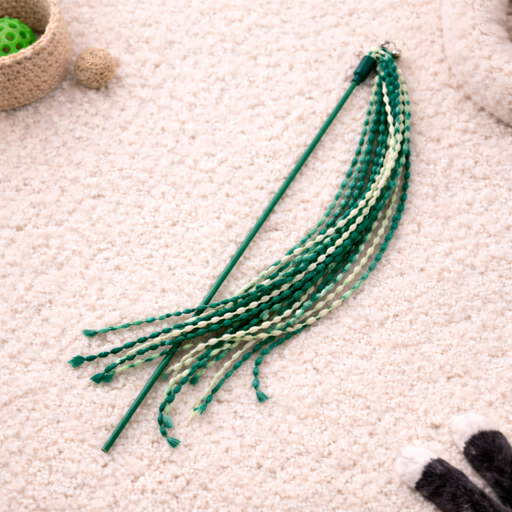Colorful Tassel Cat Stick Toy – Rainbow Ribbon Interactive Wand for Cats