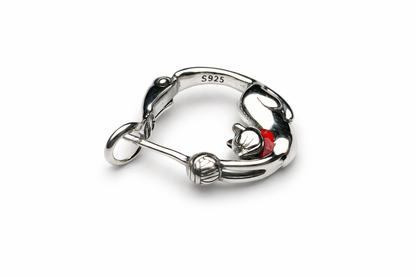 Sterling Silver Cat Hoop Earrings – Red Collar