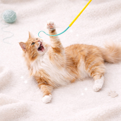 Mouse Tail Cat Toy Teaser Wand with Bell – Silicone Long Tail Interactive Cat Stick (80cm)