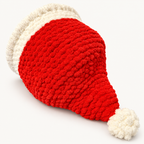 Christmas Chunky Knit Cave in red and white, rear view on a warm white background