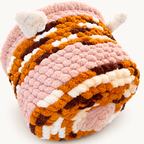 Chunky Knit Cave Pink / Mustard / Brown / White back view