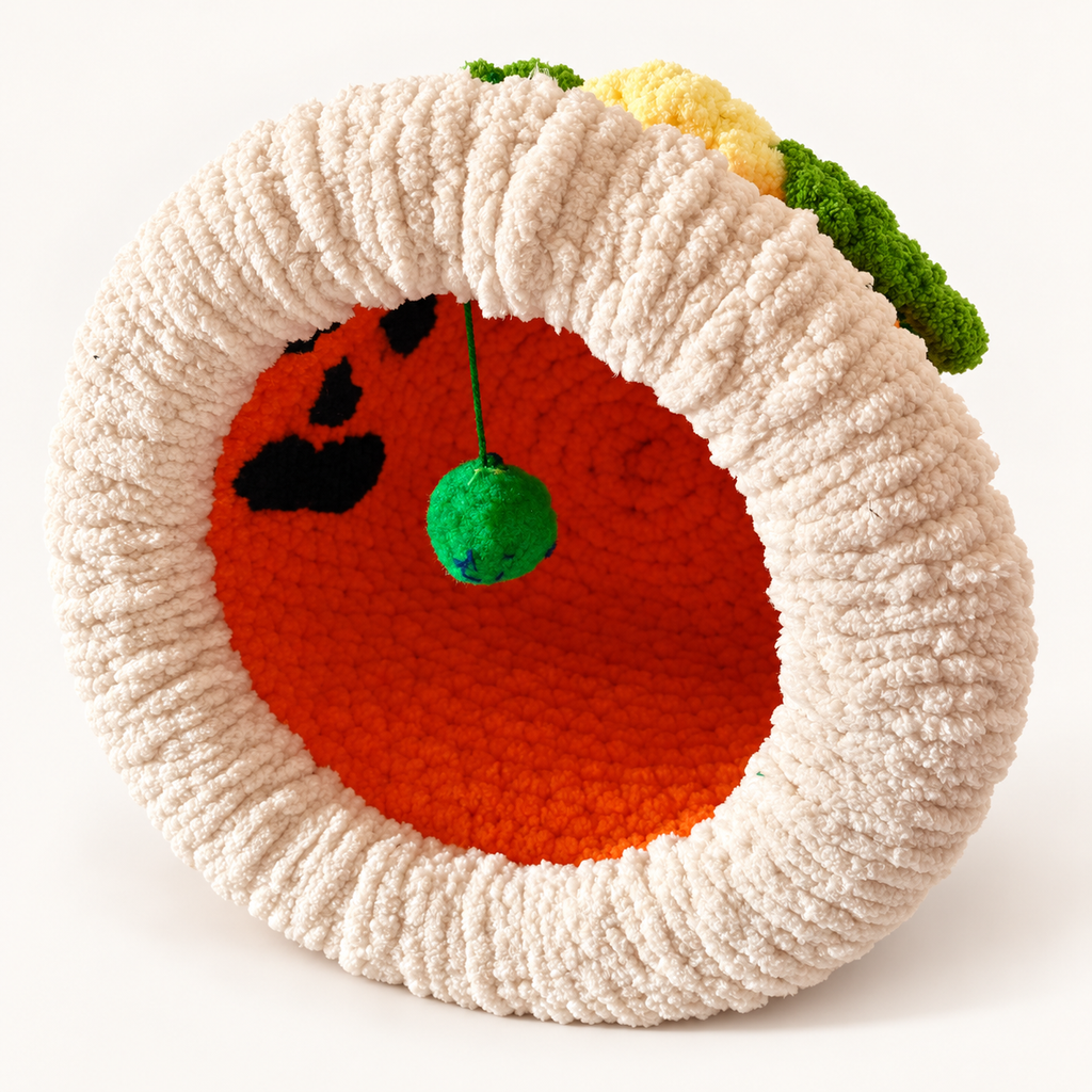 Chunky Knit Cave Pumpkin front view on warm white background