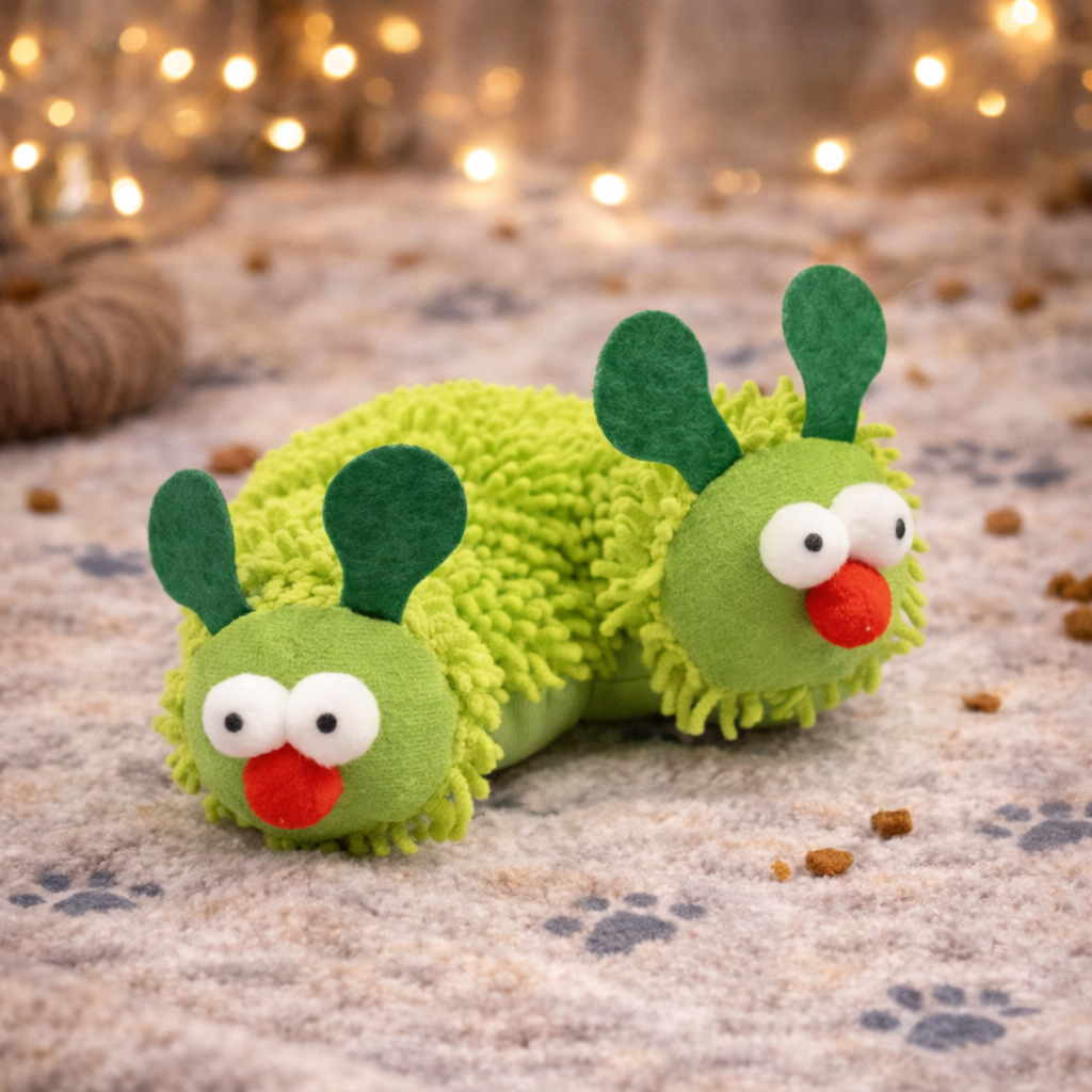 Interactive Caterpillar Cat Toy with Rope Tail Matatabi Fruit – Soft Plush, 23cm