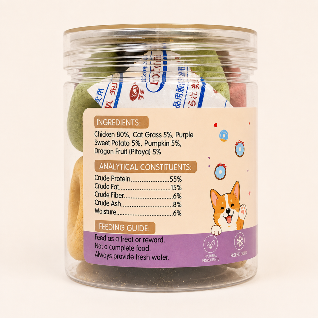 Freeze-Dried Mixed Flavour Donuts – Chicken Cat & Dog Treats 40g - Claws&Co.