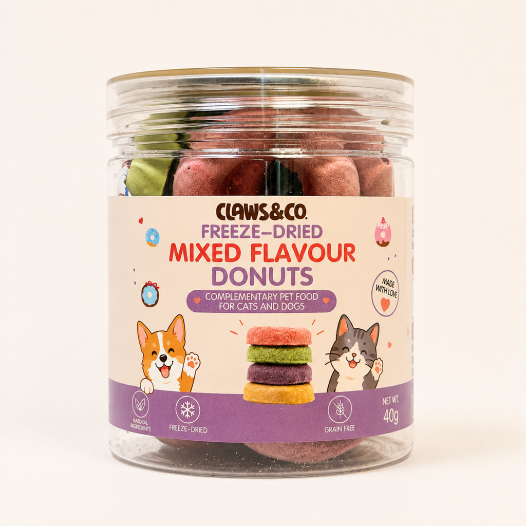 Freeze-Dried Mixed Flavour Donuts – Chicken Cat & Dog Treats 40g - Claws&Co.