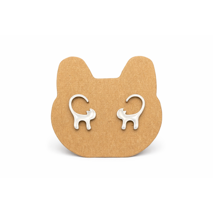Stainless Steel Cat Stud Earrings – Minimal Cat Lover Jewellery