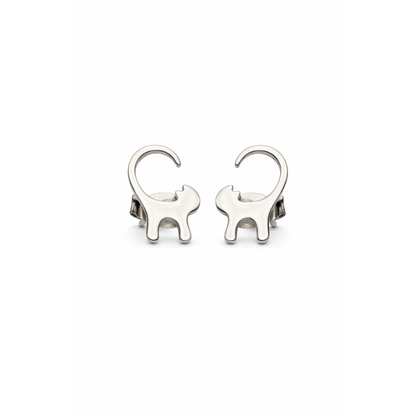 Stainless Steel Cat Stud Earrings – Minimal Cat Lover Jewellery