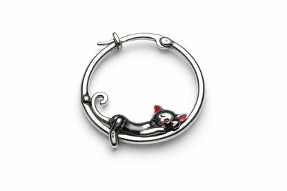 Sterling Silver Cat Hoop Earrings