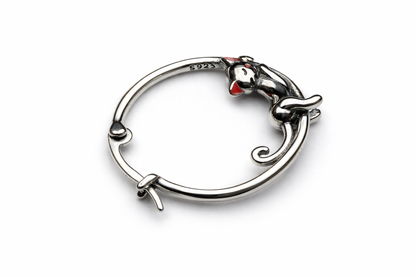 Sterling Silver Cat Hoop Earrings