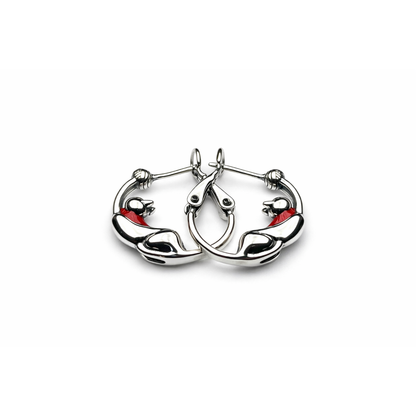 Sterling Silver Cat Hoop Earrings – Red Collar